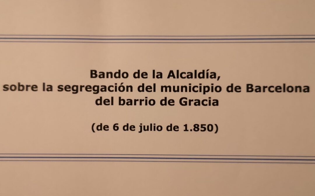 Bando sobre la segregación de Barcelona del barrio de Gracia